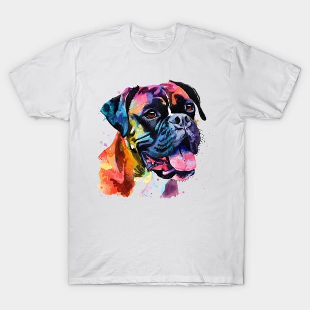 Boxer Dog Watercolor Pop Art design for Dog Owner T-Shirt by karishmamakeia